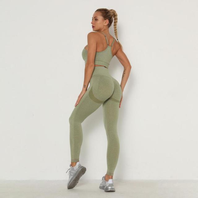 Seamless Women Sport Set For Gym Long Sleeve Top High Waist Belly Control Leggings Clothes Seamless Sport Suit Sexy Booty Girls-Dollar Bargains Online Shopping Australia