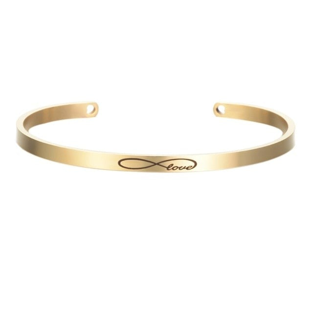 Stainless Steel Cuff Bracelet with Hollow Out Heart Custom Stamp Text Symbols Bangle Personalized-Dollar Bargains Online Shopping Australia