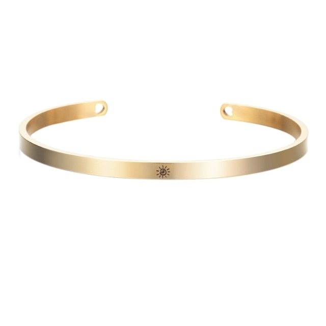 Stainless Steel Cuff Bracelet with Hollow Out Heart Custom Stamp Text Symbols Bangle Personalized-Dollar Bargains Online Shopping Australia