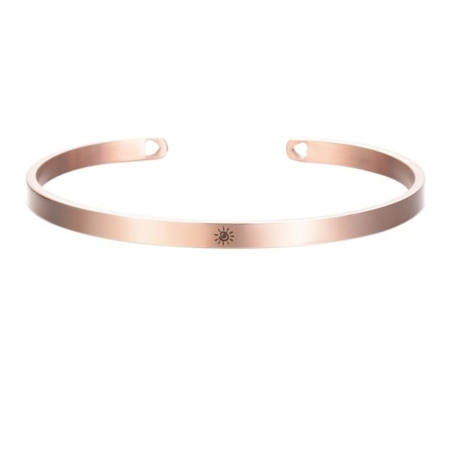 Stainless Steel Cuff Bracelet with Hollow Out Heart Custom Stamp Text Symbols Bangle Personalized-Dollar Bargains Online Shopping Australia