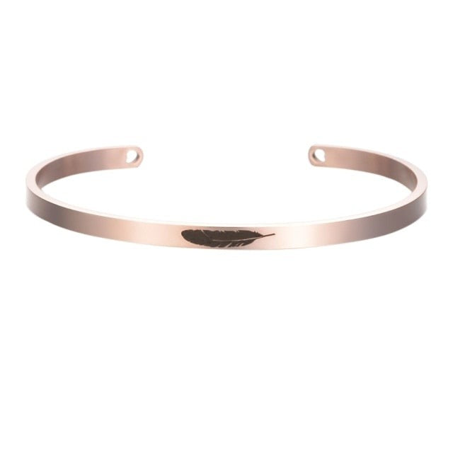 Stainless Steel Cuff Bracelet with Hollow Out Heart Custom Stamp Text Symbols Bangle Personalized-Dollar Bargains Online Shopping Australia