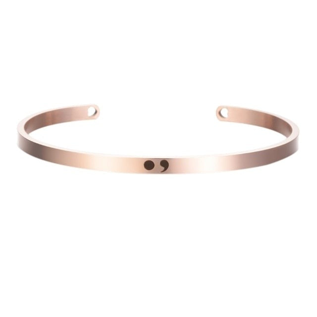 Stainless Steel Cuff Bracelet with Hollow Out Heart Custom Stamp Text Symbols Bangle Personalized-Dollar Bargains Online Shopping Australia