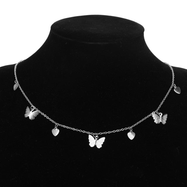Vintage Multilayer Pendant Butterfly Necklace for Women Butterflies Moon Star Charm Choker Necklaces Boho Jewelry Christmas Gift-Dollar Bargains Online Shopping Australia