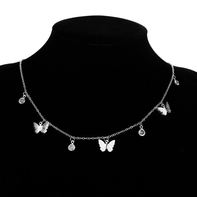 Vintage Multilayer Pendant Butterfly Necklace for Women Butterflies Moon Star Charm Choker Necklaces Boho Jewelry Christmas Gift-Dollar Bargains Online Shopping Australia