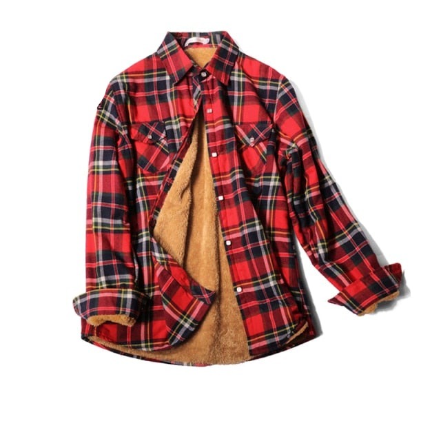 Velvet Thick Warm Plaid Shirt Female Long Sleeve Tops Winter Fleece Casual Check Blouse