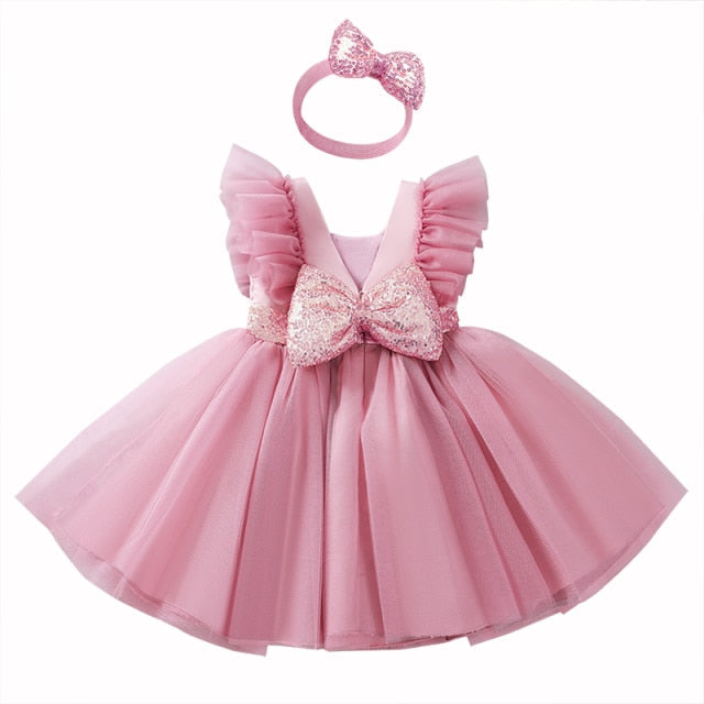 Petal Toddler Baby Girl Infant Princess Lace Tutu Dress Baby Girl Wedding Dress Kids Party Vestidos for Baby 1 Years birthday