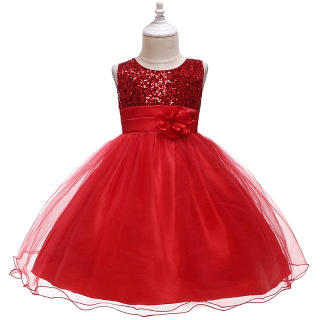 Christmas Children Dress Pearls Princess Dress Flower Girls Wedding Dress Kids Dresses 3-10 Years Halloween Girls Party Dress