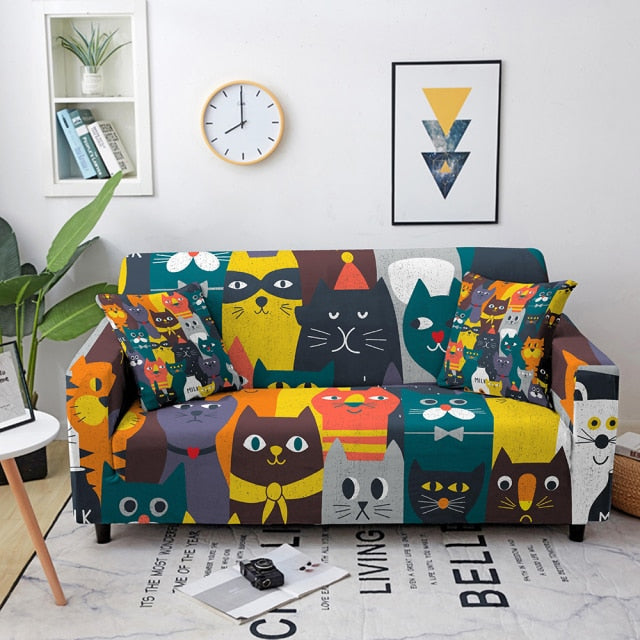 Elastic Sofa Cover Cartoon Animal Printed Sofa Slipcover Corner Sofa Cover for Living Room Couch Cover for sofas Sofa Protector