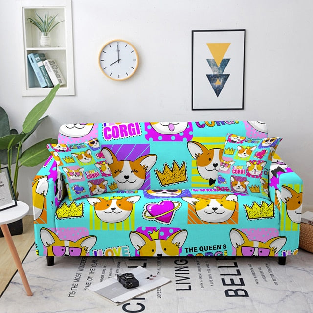 Elastic Sofa Cover Cartoon Animal Printed Sofa Slipcover Corner Sofa Cover for Living Room Couch Cover for sofas Sofa Protector