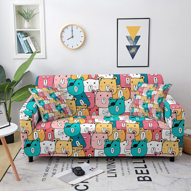 Elastic Sofa Cover Cartoon Animal Printed Sofa Slipcover Corner Sofa Cover for Living Room Couch Cover for sofas Sofa Protector