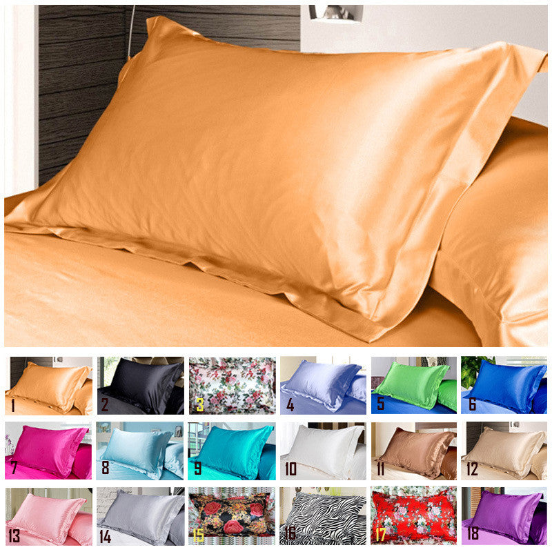 Simple Design Emulation Silk Satin Pillowcase Single Pillow Cover Multicolor 48*74cm #75280