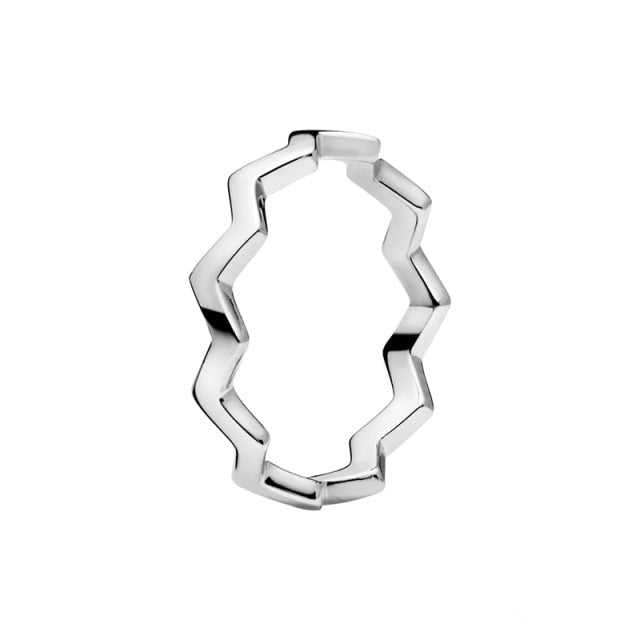 The New Silver Color Style Rings Flower Feather Beaded Heart Moon Sparkling Rings Women Europe 925 Silver Jewelry