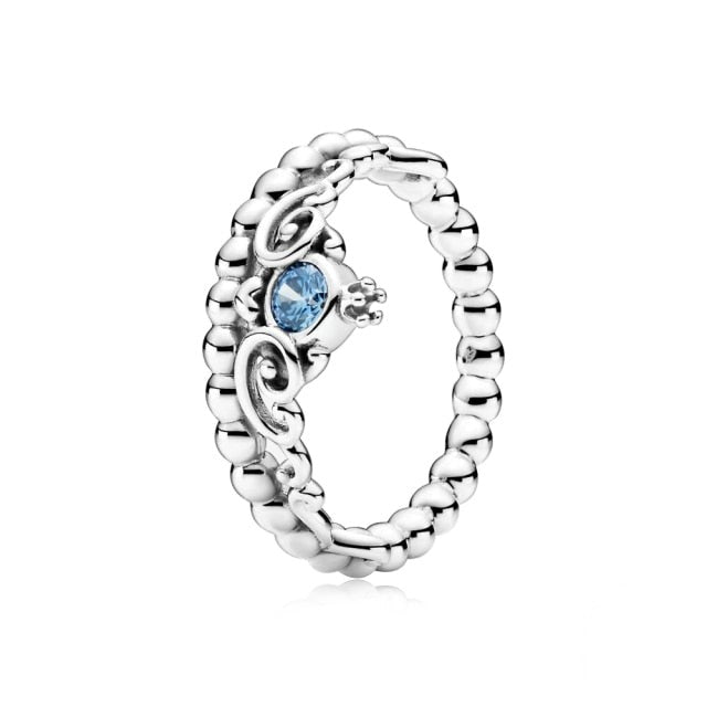 The New Silver Color Style Rings Flower Feather Beaded Heart Moon Sparkling Rings Women Europe 925 Silver Jewelry