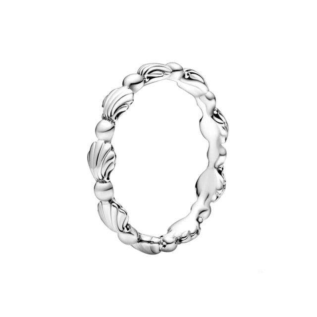 The New Silver Color Style Rings Flower Feather Beaded Heart Moon Sparkling Rings Women Europe 925 Silver Jewelry