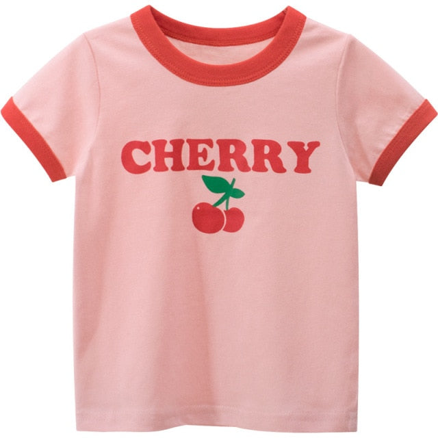 Summer Comfortable Lovely Toddler Girls Short Sleeve Cartoon Cotton T-Shirt