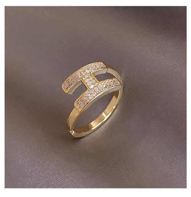Jewelry Exquisite 14K Real Gold Plated Zircon Ring Elegant Opening Adjustable Wedding Gift-Dollar Bargains Online Shopping Australia