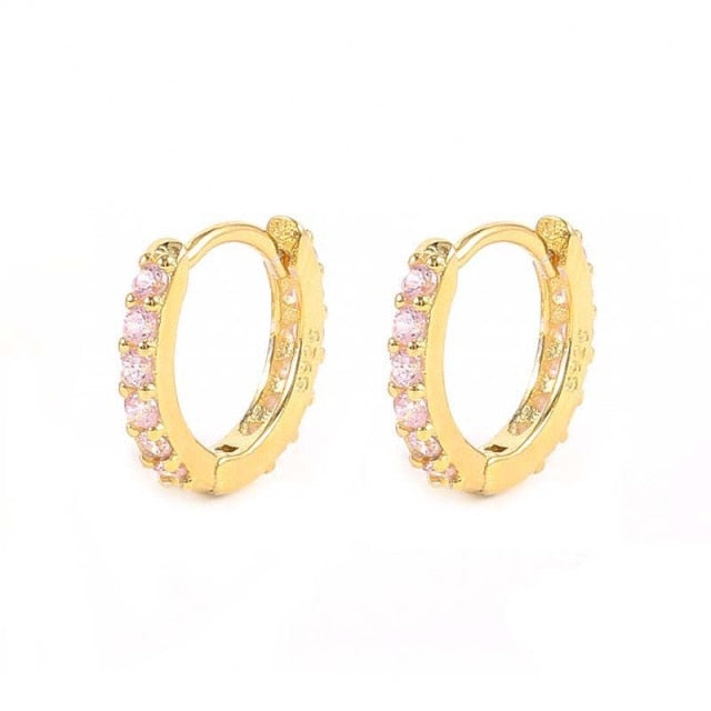 925 Sterling Silver Pink Zircon CZ Series Stud Earrings Crystal Sakura Flower Cross Bee Ear Stud Jewelry For Women Girls-Dollar Bargains Online Shopping Australia