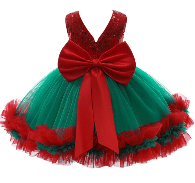 Newborn Dresses For Kids Christmas Birthday Evening Party Girls Kids Clothing Dress+Headband 2pcs Carnival Bow