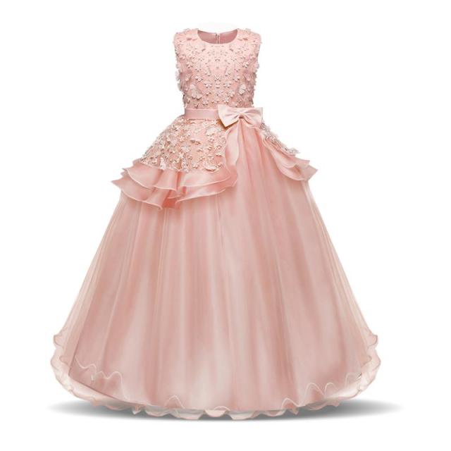 Kid Wedding Dresses for Girls Elegant Flower Princess Long Gown Baby Girl Christmas Dress vestidos infantil Size 6 12 14 Years