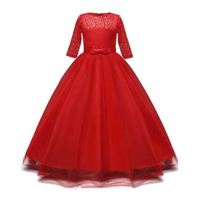 Kid Wedding Dresses for Girls Elegant Flower Princess Long Gown Baby Girl Christmas Dress vestidos infantil Size 6 12 14 Years