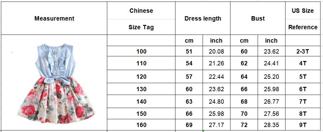 Girls Denim Floral Dress Summer Party Dress with Belt Children Flying Short Sleeve Casual Clothing Baby Girl Kids Fashion Outfit