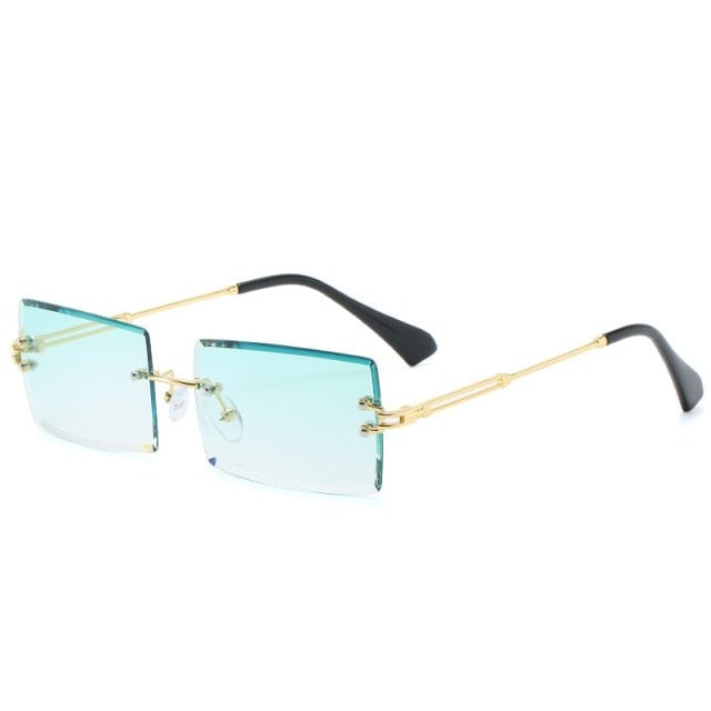 Retro Sunglasses Women Brand Designer Fashion Rimless Gradient Sun Glasses Shades Cutting Lens Ladies Frameless Eyeglasses