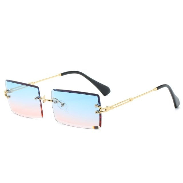 Retro Sunglasses Women Brand Designer Fashion Rimless Gradient Sun Glasses Shades Cutting Lens Ladies Frameless Eyeglasses