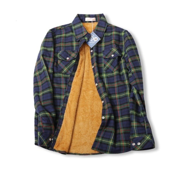 Velvet Thick Warm Plaid Shirt Female Long Sleeve Tops Winter Fleece Casual Check Blouse