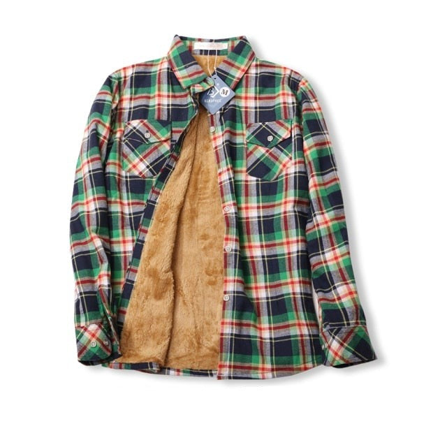 Velvet Thick Warm Plaid Shirt Female Long Sleeve Tops Winter Fleece Casual Check Blouse