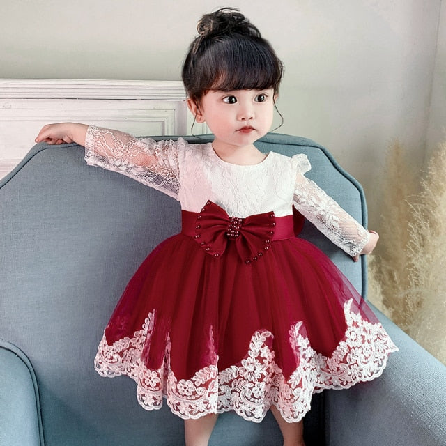 Christmas Sequin Cake Double Baby Girl Dress 1 Year Birthday Dress Newborn Party Wedding Vestidos Baby Girl Christening Clothes