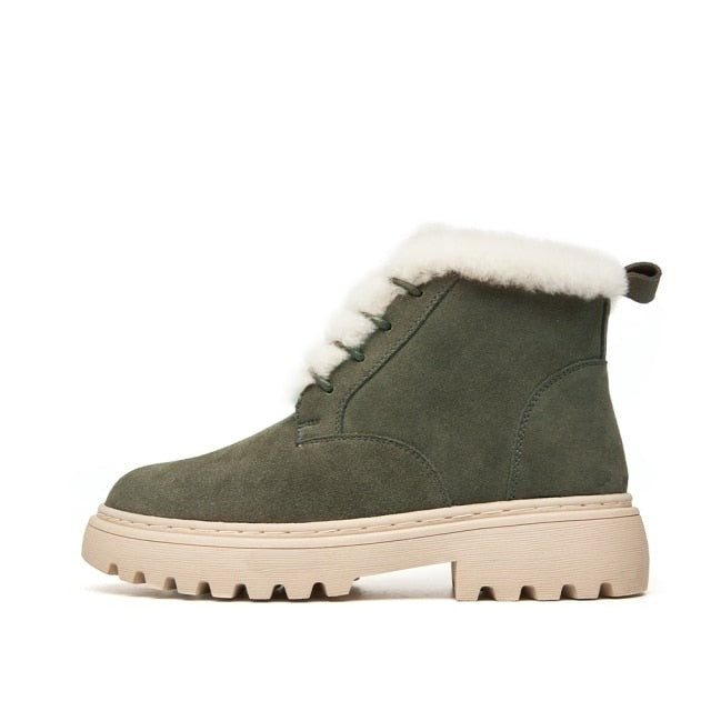 Smile Circle Ankle Boots Women Cow-Suede-leather Boots natural-fur Warm Winter Boots Slip-on Casual Snow Boots Ladies-Dollar Bargains Online Shopping Australia