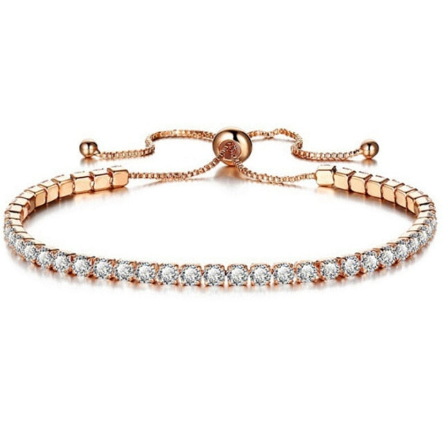 Fashion Charm CZ Tennis Bracelet for Women Crystal Zircon Jewelry Adjustable Gold Silver Color Box Chain Bracelets Gift-Dollar Bargains Online Shopping Australia