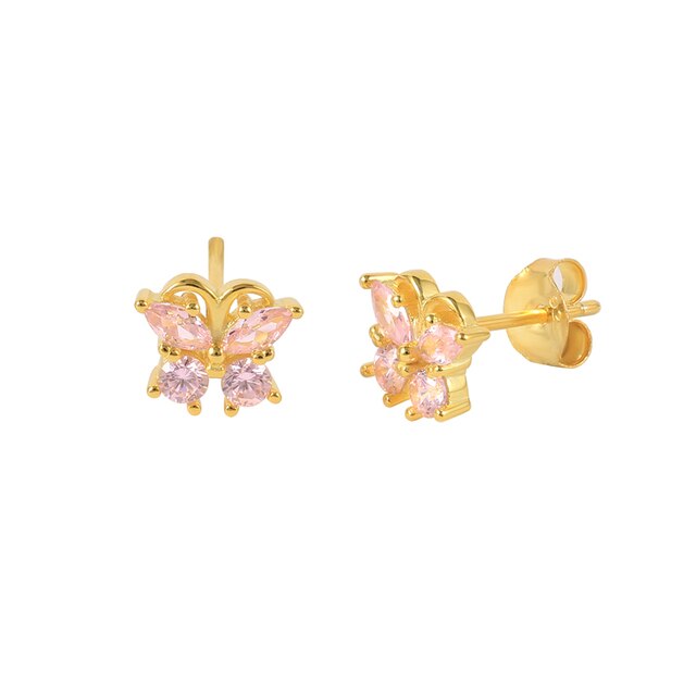 925 Sterling Silver Pink Zircon CZ Series Stud Earrings Crystal Sakura Flower Cross Bee Ear Stud Jewelry For Women Girls-Dollar Bargains Online Shopping Australia