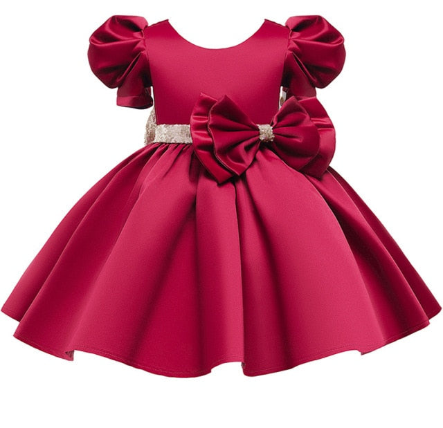 Newborn Dresses For Kids Christmas Birthday Evening Party Girls Kids Clothing Dress+Headband 2pcs Carnival Bow