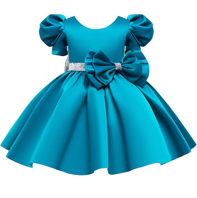 Newborn Dresses For Kids Christmas Birthday Evening Party Girls Kids Clothing Dress+Headband 2pcs Carnival Bow