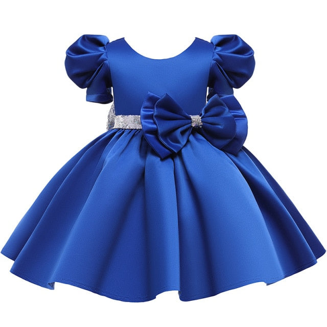 Newborn Dresses For Kids Christmas Birthday Evening Party Girls Kids Clothing Dress+Headband 2pcs Carnival Bow