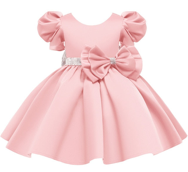 Newborn Dresses For Kids Christmas Birthday Evening Party Girls Kids Clothing Dress+Headband 2pcs Carnival Bow