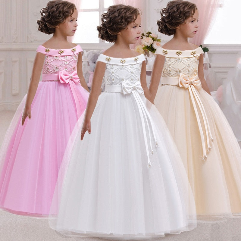 Kids Princess Dress For Girls Flower Ball Gown Baby Clothes Elegant Party Wedding Costumes Children Clothing