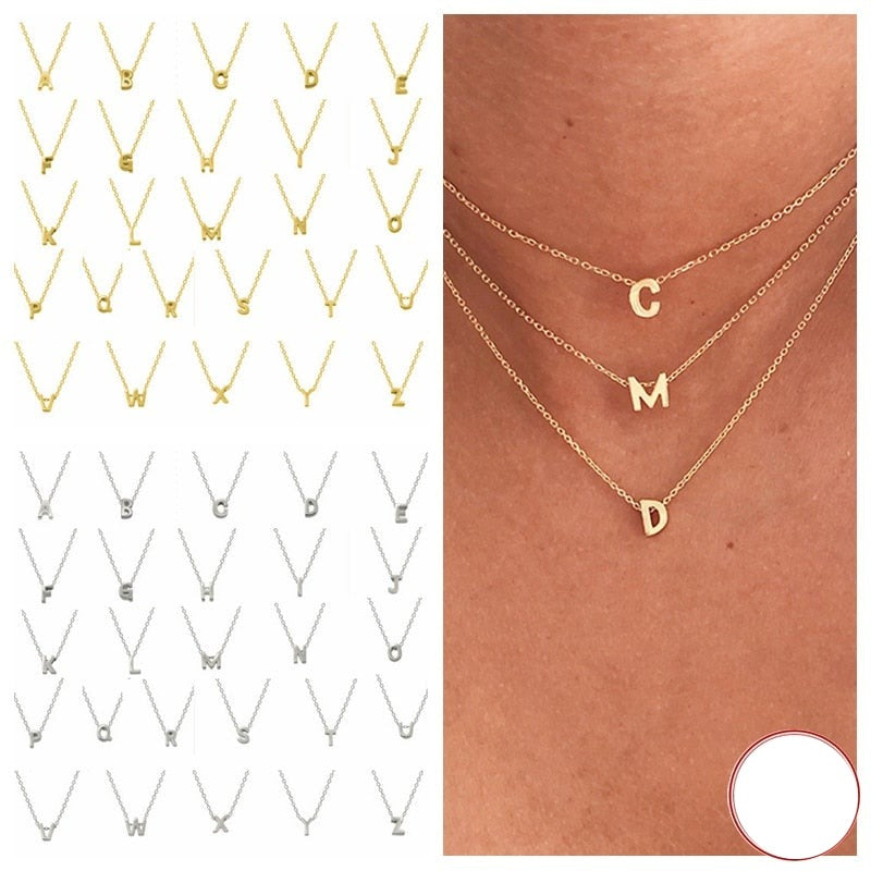 925 Sterling Silver Initial Letter Pendant Necklace For Women Girl A-Z Alphabet Fine Jewelry Christmas Gifts-Dollar Bargains Online Shopping Australia