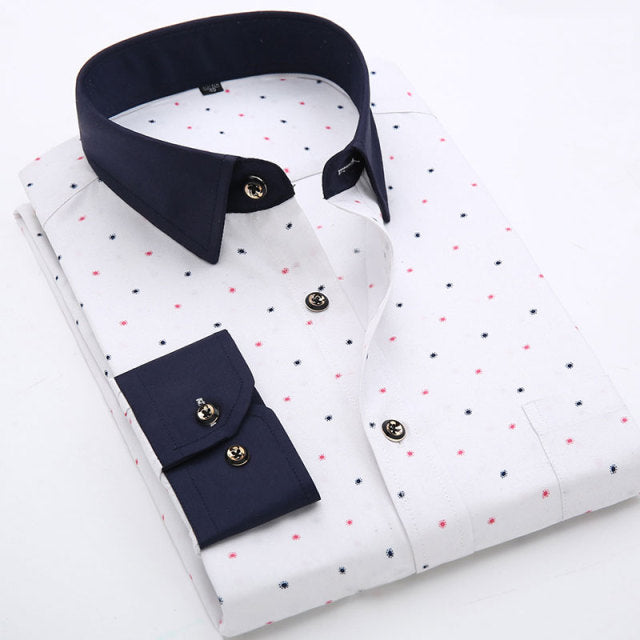 Mens Printed Floral Long Sleeve Casual Shirt Soft Thin Spring Summer Standard Fit Social Business Dress Shirt