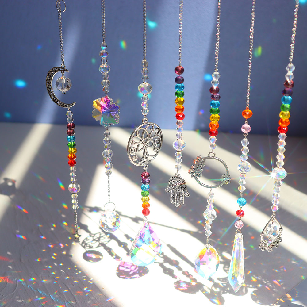 Crystal Star Hexagon Diamond Prisms Hanging Rainbow Chaser Lighting Accessories for Window Curtains Pendant Home Garden Decor-Dollar Bargains Online Shopping Australia