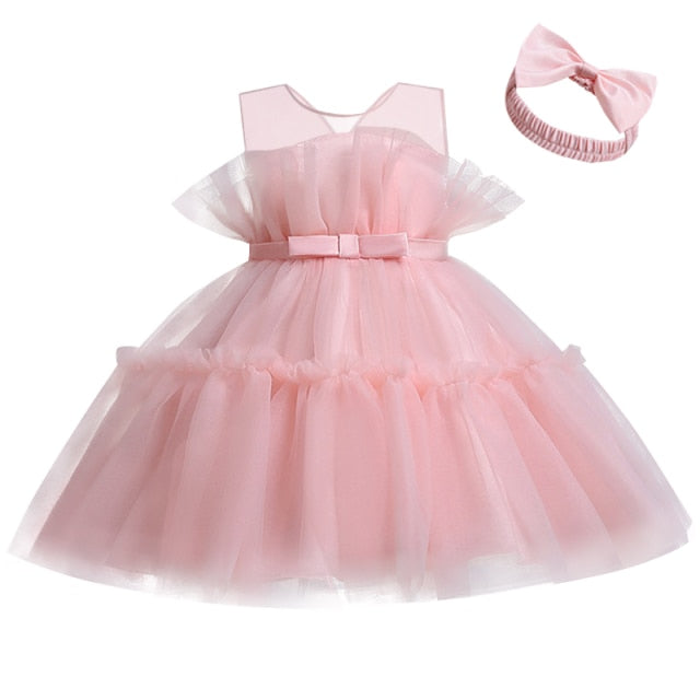 Petal Toddler Baby Girl Infant Princess Lace Tutu Dress Baby Girl Wedding Dress Kids Party Vestidos for Baby 1 Years birthday