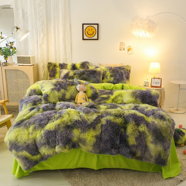 Super Shaggy Coral Fleece Warm Cozy Princess Bedding Set Mink Velvet Quilt/Duvet Cover Set Bed Comforter Blanket Pillowcases