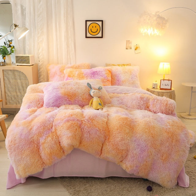 Super Shaggy Coral Fleece Warm Cozy Princess Bedding Set Mink Velvet Quilt/Duvet Cover Set Bed Comforter Blanket Pillowcases