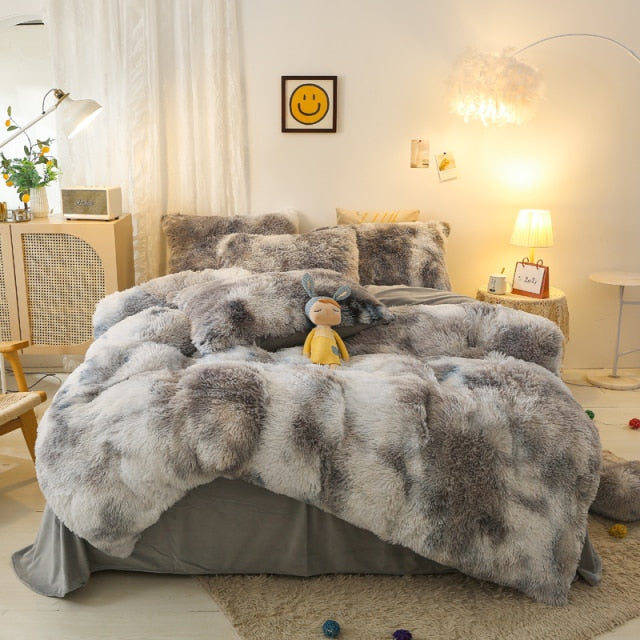 Super Shaggy Coral Fleece Warm Cozy Princess Bedding Set Mink Velvet Quilt/Duvet Cover Set Bed Comforter Blanket Pillowcases