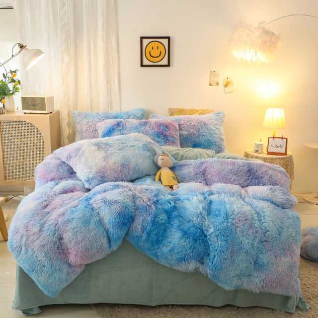 Super Shaggy Coral Fleece Warm Cozy Princess Bedding Set Mink Velvet Quilt/Duvet Cover Set Bed Comforter Blanket Pillowcases