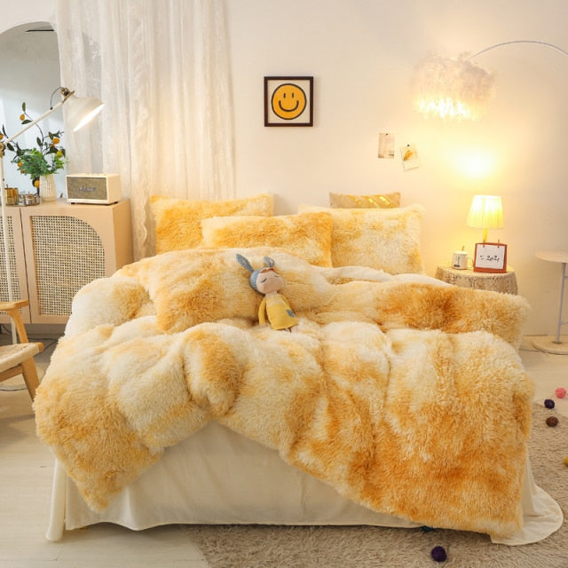 Super Shaggy Coral Fleece Warm Cozy Princess Bedding Set Mink Velvet Quilt/Duvet Cover Set Bed Comforter Blanket Pillowcases