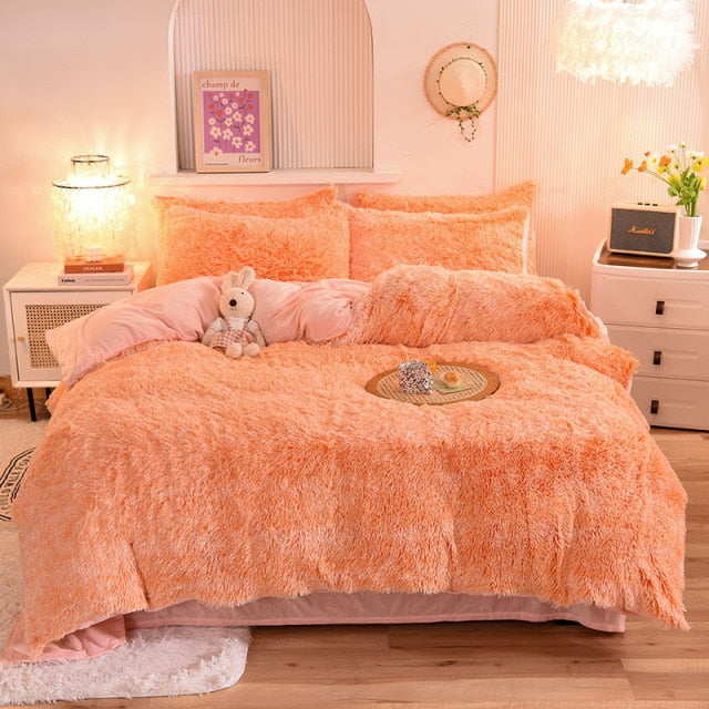 Super Shaggy Coral Fleece Warm Cozy Princess Bedding Set Mink Velvet Quilt/Duvet Cover Set Bed Comforter Blanket Pillowcases