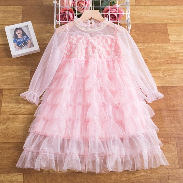 Fancy Girl Princess Dresses Beauty Belle Cosplay Costume Snow Christmas Halloween Princess Dress up Children Party Clothes