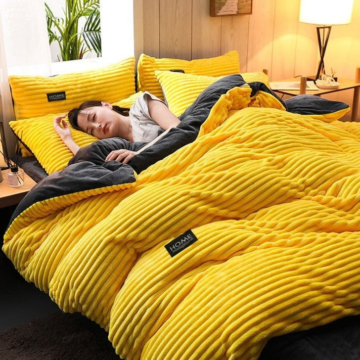 Solid Color Velvet Duvet Cover for Household Winter Warmth Thick Bedding Set Double Quilt Cover Twin Queen King Duvet Cover